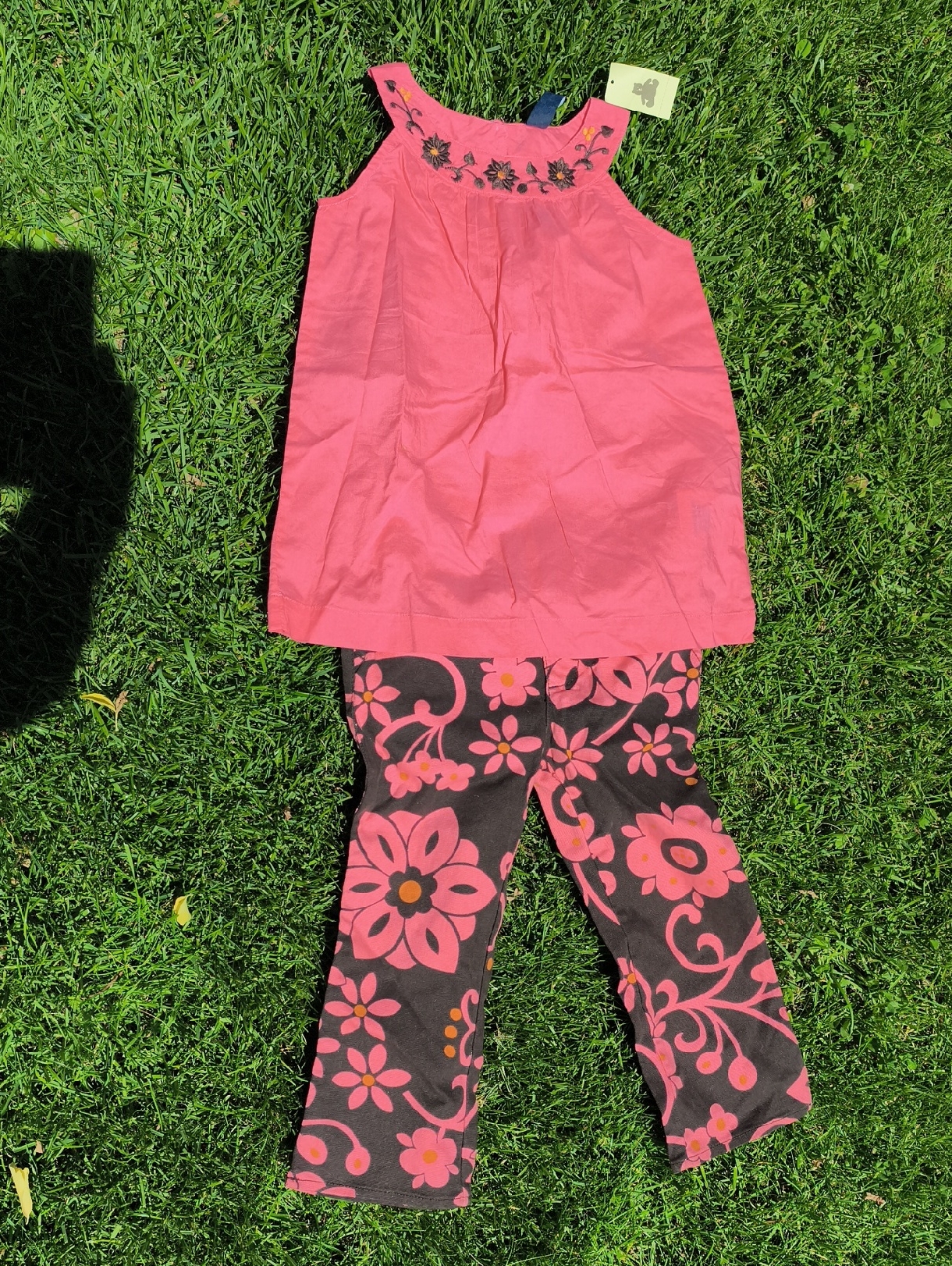 Gap Pink Floral Top & Brown Floral Pants Kids Matching Set